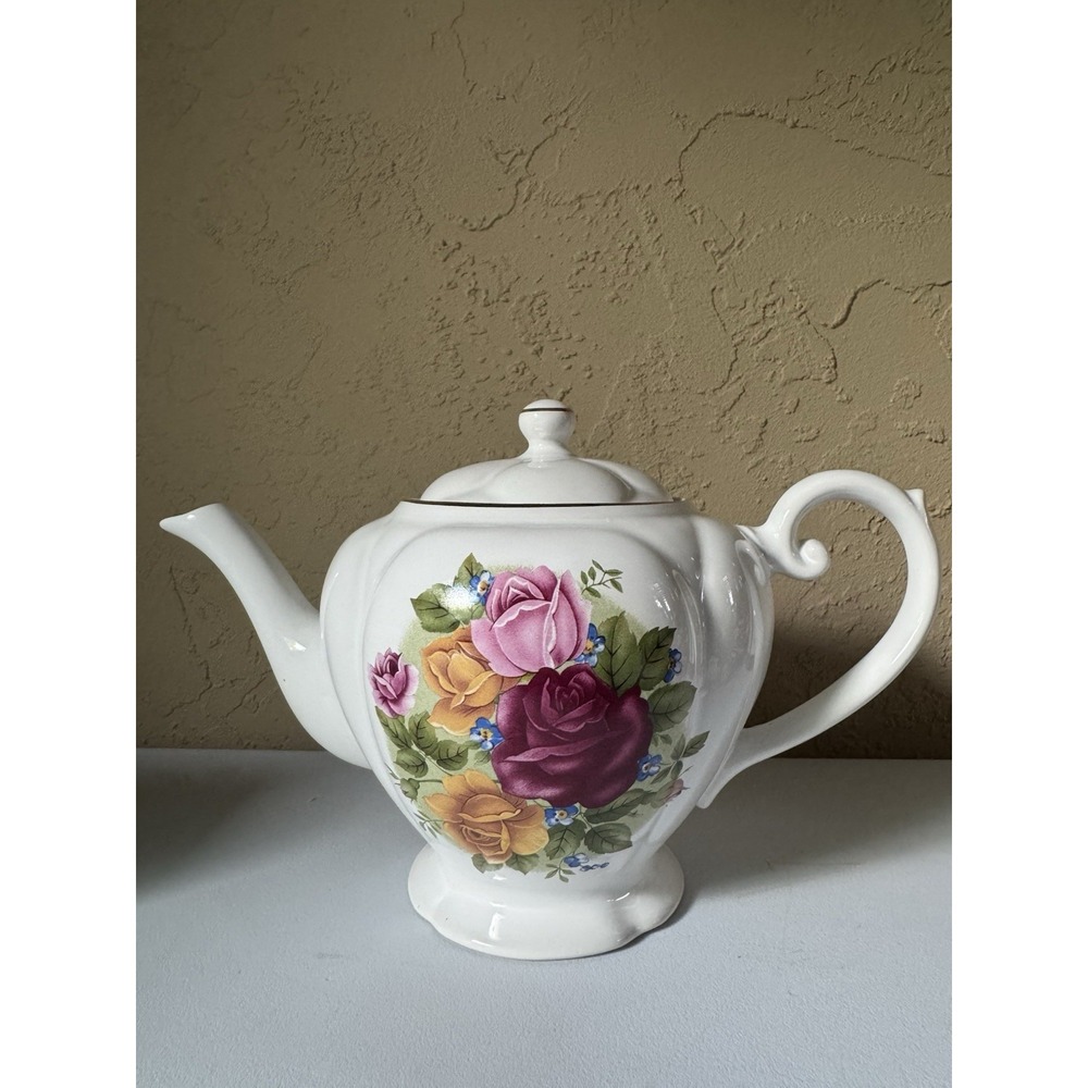 Vintage Arthur Wood English Rose Floral Teapot Gold Trim Chintz Tea Pot